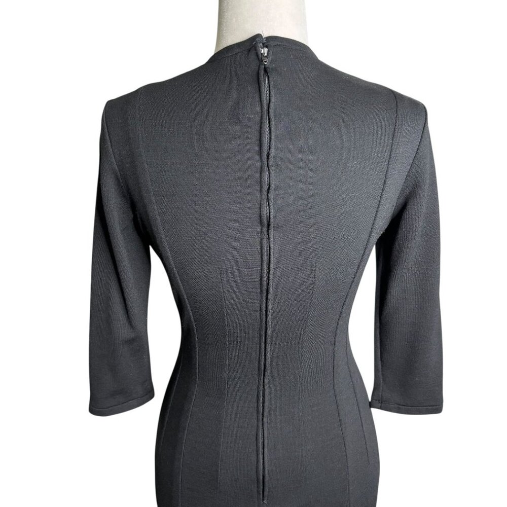 Vintage 60s Betty Barclay Pencil Dress S Black Wiggle Midi Zipper Union Made - Picture 6 of 11